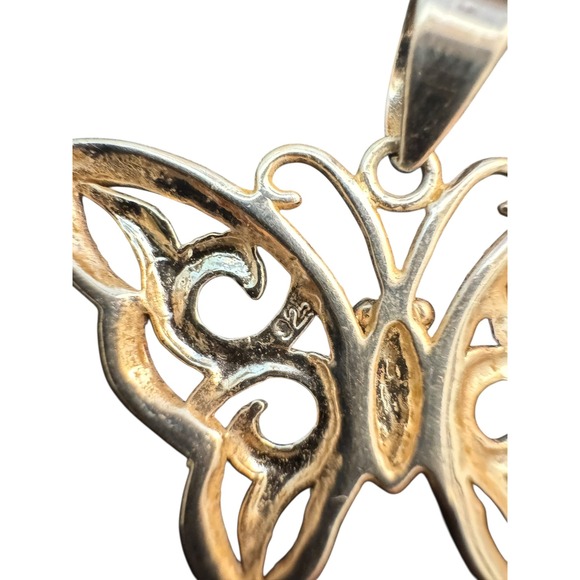 Silver 925 Stamped Butterfly Pendant Charm Insect Jewelry - Picture 5 of 6